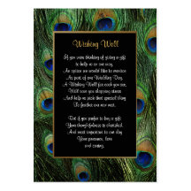 Peacock Feather Wedding - Wishing Well Business Card Template