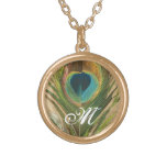 Peacock Feather with Monogram Custom Necklace