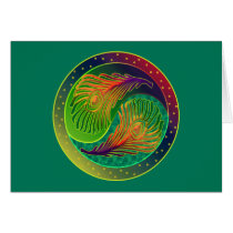 Peacock Feather Yin Yang 3 Cards