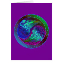 Peacock Feather Yin Yang 5 Cards