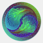 Peacock Feathers 1 Yin Yang Sticker