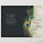 Peacock Feathers - Black, Wedding Program Flyers