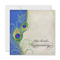 Peacock Feathers Blue Damask Quinceanera Party