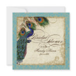 Peacock & Feathers Bridal Shower Invite Aqua Blue