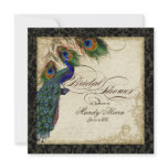 Peacock & Feathers Bridal Shower Invite  Black Tan invitations