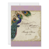 Peacock & Feathers Bridal Shower Invite Lavender