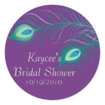 Peacock Feathers Bridal Shower Sticker