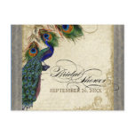 Peacock & Feathers Formal Bridal Shower Silver Postcards