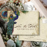 Peacock & Feathers Formal Save the Date Aqua Blue
