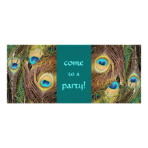 Peacock Feathers Party Invitation
