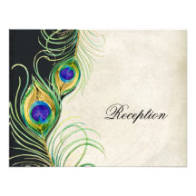 Peacock Feathers Reception Invitation Card