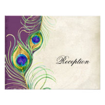 Peacock Feathers Reception Invitation Card