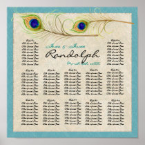 Peacock Feathers Reception Table Seating Chart