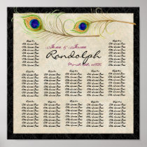 Peacock Feathers Reception Table Seating Chart