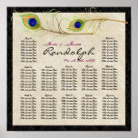 Peacock Feathers Reception Table Seating Chart Poster