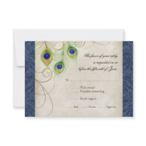 Peacock Feathers Royal Blue Wedding Invitation