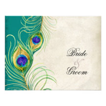 Peacock Feathers RSVP Response Cards Custom Announcements