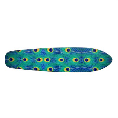 Peacock Feathers Skate Board by Aquavel