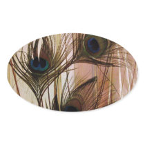 Peacock Feathers Oval Stickers