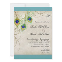 Peacock Feathers Wedding Invitation