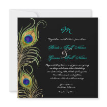 Peacock Feathers Wedding Invitation
