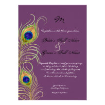 Peacock Feathers Wedding Invitation