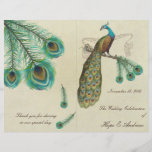 Peacock Feathers Wedding Program 2 Custom Flyer