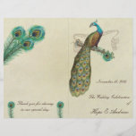 Peacock Feathers Wedding Program 3 Personalised Flyer
