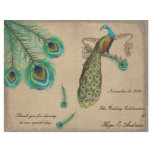 Peacock Feathers Wedding Program Burnt Edges
