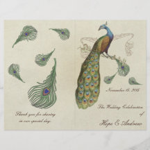 Peacock Feathers Wedding Program Flyer