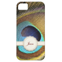 Peacock Feathers with Custom Name iPhone 5 Case