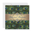 Peacock Feathers Womans 50th Birthday Party invitations