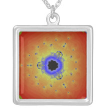 Peacock Fractal Mandala Orange Yellow Personalised Necklace