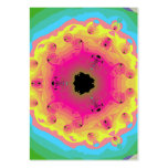 Peacock Fractal Mandala Pink Yellow business cards