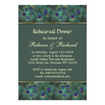 Peacock green purple Rehearsal Dinner Invitation