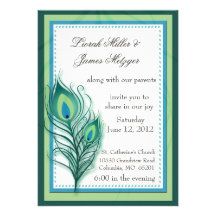 Peacock inspired Wedding Invitation