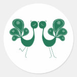 Peacock Love Forest Round Stickers