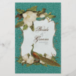 Peacock Magnolia Swirl -  Dinner Menu Card Personalised Flyer