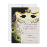 Peacock Masquerade Mask Ball - RSVP Response Card invitations