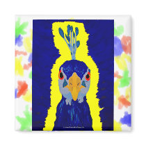 Peacock painting abstract with orange eyes refrigerator magnets