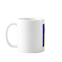 Peacock painting abstract with orange eyes coffee mug