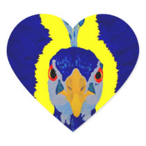 Peacock painting abstract with orange eyes heart sticker