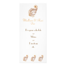 Peacock Paisley Program Schedule or Menu Rack Card Design
