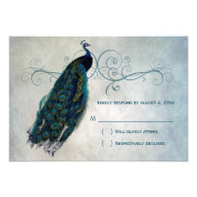 Peacock Scroll RSVP Personalized Invites