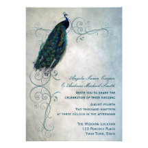 Peacock Scroll Wedding Custom Invitations
