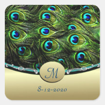 Peacock  Theme Wedding Envelope Seals Sticker