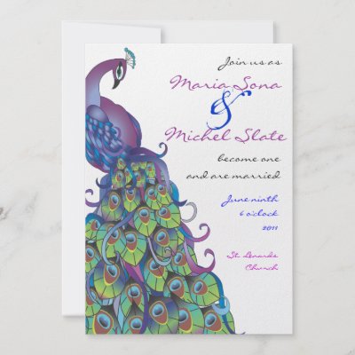 Peacock Themed Wedding Invitations on Peacock Theme Wedding Invitation Invite Blue   Zazzle Co Uk