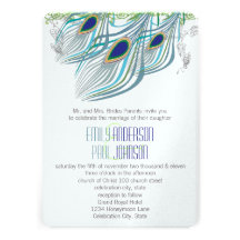 Peacock Vintage 3 Feathers Personalised Invites