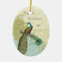 Peacock Vintage Bird Bridesmaid Ornaments