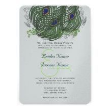 Peacock Vintage Feathers Invitation